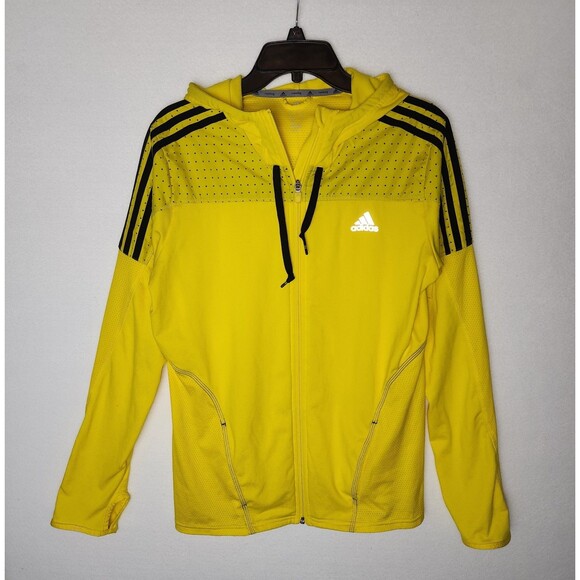 Adidas Climalite Full Zip Yellow Running  Jacket Womens Medium - Picture 1 of 12
